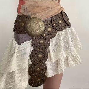 Bohemian White and Brown Layered Skirt